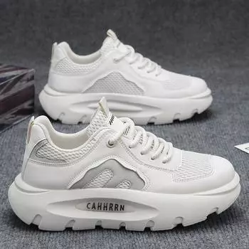 2025 Bread Daddy Shoes Men s Mesh Sports Casual Men s Shoes Spring Height Increasing Platform Students Teen Tide Shoes 39