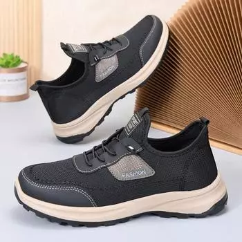 2025 breathable fly-woven shoes men s old Beijing cloth shoes one-pedal comfortable soft-soled walking shoes casual men s single shoes 38 черный серый