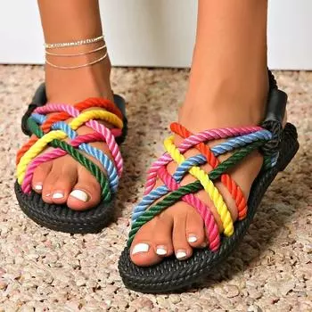 2025 Брендовые женские туфли с открытым носком, женские сандалии, модные узкие повседневные сандалии, женские, новые, размера плюс, бестселлер, плоские сандалии 35