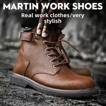 2025 British Men s Plus Velvet Mid-Cut Leather Martin Boots - Warm, Fashionable Casual Cotton Boots Size 38
