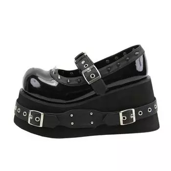 2025 Cake Shoes Japan Lolita Denim Cosplay Kawaii Punk High Heels Thick Soled Girl Sponge River Shoes Increase Height Cake Shoes 35