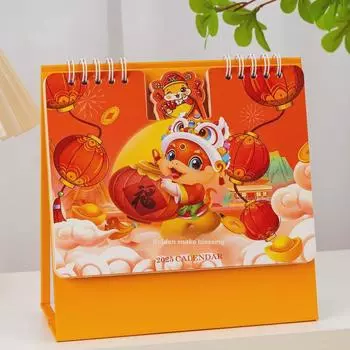 Мультяшный настольный календарь на 2025 год Змеи в китайском стиле с горячим тиснением - Идеально для офиса и рекламы компании.