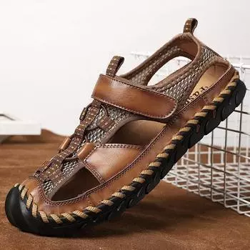2025 casual men s non-slip handmade bag head sandals 38 чёрный