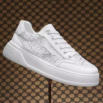 2025 catwalk niche leather surface little white shoes breathable ins Hong Kong trend with men s shoes Douyin four seasons student men s board shoes 39 чёрный