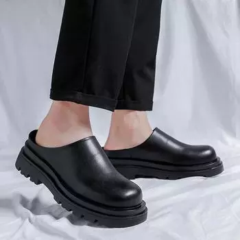 2025 chef men s shoes spring work special pure black non-slip one-pedal labor insurance tide shoes 15963-R 38 чёрный