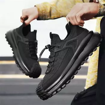 2025 четыре сезона летающие тканые дышащие Дарт Вейдер живые спортивные туфли бизнес инструменты папы обувь Douyin Интернет знаменитости мужчины 39 чёрный