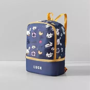 2025 Children S Cartoon Swimming Bag Waterproof Backpack Wet And Dry Separation Kids Waterproof Storage Bag For Swimming тёмно-синий