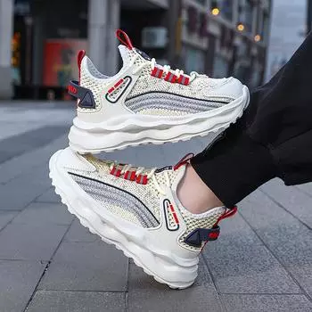 2025 Children Spring Autumn Sneakers Boys Breathable Comfortable Running Shoes Fashion Sports Casual Sneakers Baby Soft Shoes 28 бежевый