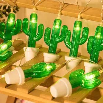2025 Christmas Decoration Indoor USB Cactus Led String Lights Room Decor New Year Atmosphere Battery Lights Party Waterproof 469 USB&1.5M 10LED теплый белый