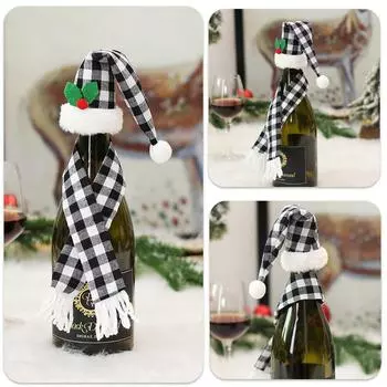2025 Christmas Wine Bottle Cover Set Santa Claus Bottle Decor With Hat Creative Lovely Home Hotel Xmas Party Table Decor