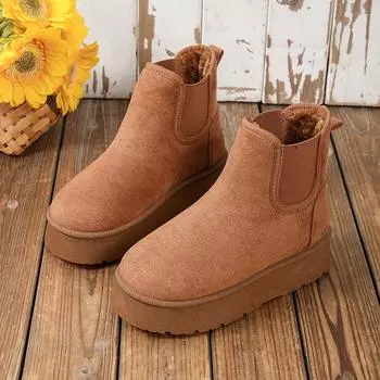 2025 Cotton Shoes for Women Boston Boots Shoes High Top Boston Boots Snow Boots Winter New Cashmere Warm Thick Soles 36 чёрный