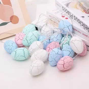 2025 Cracked Eggs LED String Lights Lamp Indoor Outdoor Patio Garden Holiday Home Ramadan Wedding Party Decor Battery 520 USB&1.5M 10LED зелёный