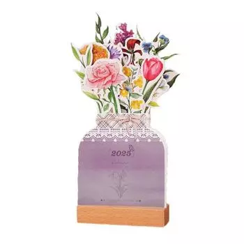 2025 Цветочный Настольный Календарь Креативный Деревянный Календарь Карты Высокое Качество Календарь Настольный De H7L8 Pink-One size