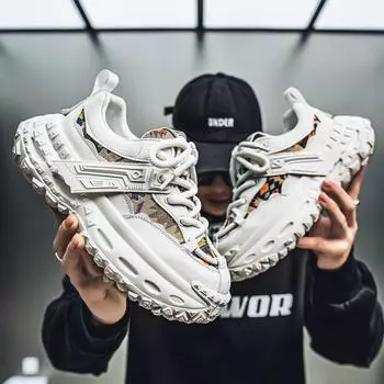 2025 dad shoes Guochao ethnic style camouflage sports men s shoes spring students outdoor ins catwalk personality trendy shoes 39 белый