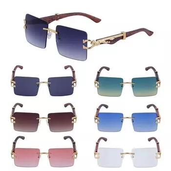 2025 Деревянные солнцезащитные очки Солнцезащитные очки Cheetah Head для мужчин и женщин Квадратные солнцезащитные очки без оправы Винтажные очки UV400