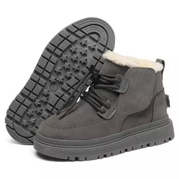 2025 Детские кроссовки Зимние мальчики Плюс Кашемир Утепленные ботинки Девочки Нескользящая обувь для улицы Студенческая обувь Детская обувь 23 чёрный