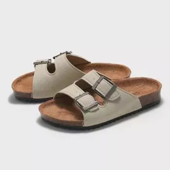 2025 Детские пробковые сандалии и шлепанцы: Пляжная одежда весна/лето с корейским дизайном двойных колец 35 чёрный