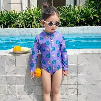 2025 Девочки Двухцветный Купальник с Буквами - Стильный Слитный Купальник для Пляжной Одежды на Отпуск 140 cm синий