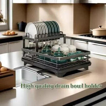2025 Dish Drying Rack Kitchen Adjustable Stainless Steel Cutting Board Organizer Dish Bowl Drainer Storage Rack Kitchen Utensils