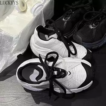 2025 дизайнерская роскошная спортивная обувь для женщин, трендовая мода, повседневные кроссовки на шнуровке для бега, дышащие женские теннисные кроссовки на плоской подошве 35 белый