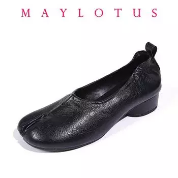 2025 Дизайнерские туфли Tabi Shoes Ninja 5 см каблук женские разрывные матовые кожаные мокасины с раздельным носком женские туфли свиные рысаки лоферы 35 коричневый