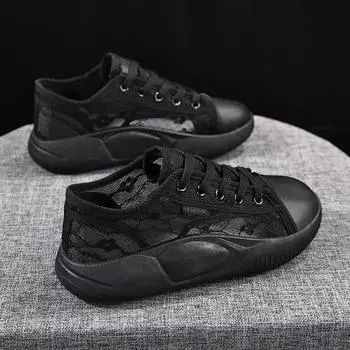 2025 Douyin live broadcast high-quality entity hollow big eye mesh flower sports large size women s shoes outdoor running shoes 34 чёрный