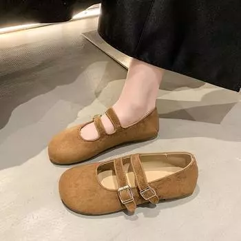 2025 early spring new French Korean version shallow mouth round head leather old money style retro Mary Jane single shoes soft sole women s shoes 35 розовый