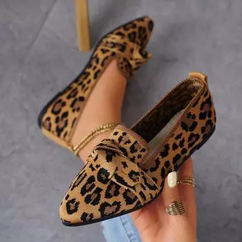 2025 early spring pointed head shallow mouth flat sole shoes large size fashion fly weaving one pedal casual, women s shoes 36 цветной печати леопарда