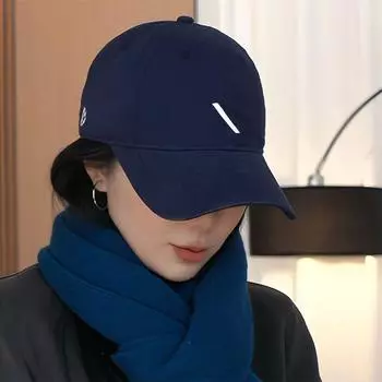 2025 Early Spring Women s New Slash Minimalist Embroider All-Matching Baseball Cap Show Face Small Big Head Circumference Peaked Cap Navy