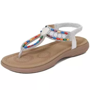 2025 Europe and the United States 2025 popular sandals women s Europe and the United States rhinestones simple and light leisure style flat bottom lar 36 серебряный