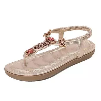 2025 Europe and the United States 2025 popular sandals women s Europe and the United States rhinestones simple and light leisure style flat bottom lar 35 тёмно-синий