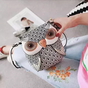2025 European and American Retro PU Women s Shoulder Bag New Fashion Cat Bag Cartoon Owl Crossbody Bag Creative Coin Purse