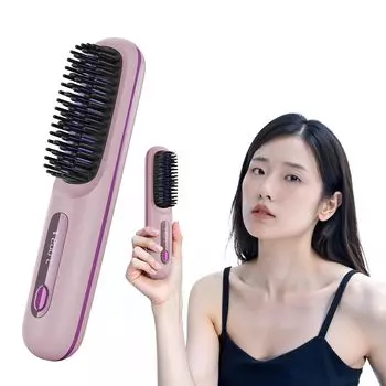 2025 Evolution Heat Brush Cordless Brush Iron Straight Negative Ion Digital Display Rechargeable USB Rechargeable 3 Level Adjustment Temperature