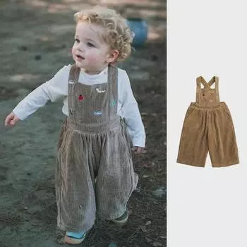 2025 Европейские и американские детские стильные комбинезоны осень/зима: Уличные штаны для мальчиков и девочек 100 cm