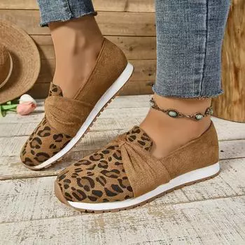 2025 европейские и американские туфли большого размера с леопардовым принтом 2024 осень и зима внешняя торговля взрыв повседневные неглубокие горловины одиночные туфли 36 цветной печати леопарда