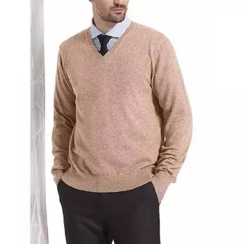 2025 Европейский и американский молодежный мужской свитер с капюшоном и V-образным вырезом, осенне-зимний свободный однотонный вязаный свитер S чёрный