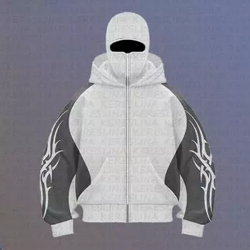 2025 европейский и американский тренд уличной моды, цветной дизайн двойной шляпы, кардиган с капюшоном, осенне-зимний свитер с капюшоном M