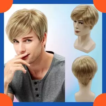 2025 Европейский модный короткий прямой парик для мужчин HW755