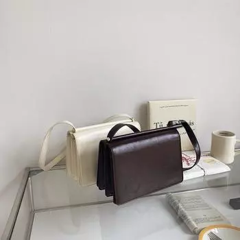 2025 Fall/Winter Women s Retro Wax Leather Shoulder Bag: Trendy and Chic Handbag чёрный