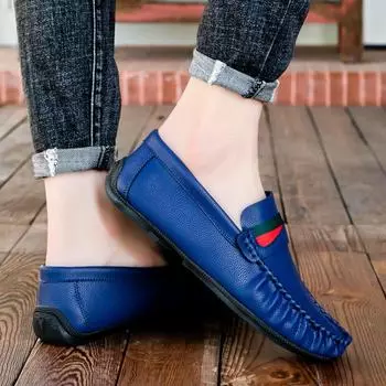 2025 Fashion Business Single Shoes Soft Soled Casual Mokasin Spring Luxury Brand Loafers Formal Shoes for Men Zapatos Casuales 39 синий