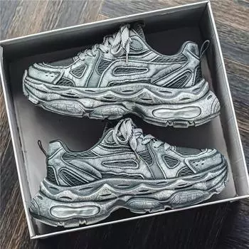 2025 Fashion Men s Shoes Thick Sole Casual Sports Shoes Breathable Outdoor Anti slip Running Walking Shoes Trendy Male Sneakers 39 чёрный