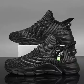 2025 Fashion Men s Sneakers Breathable Mesh Casual Shoes Comfortable Non Slip Outdoor Running Shoes for Men High Quality Sneaker 39 чёрный