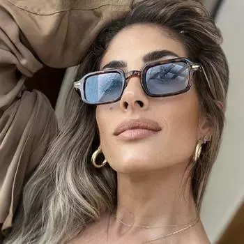 2025 Fashion Square Sunglasses Women New Retro Rivets Decoration Gradient Shades UV400 Men Leopard Blue Sports Sun Glasses