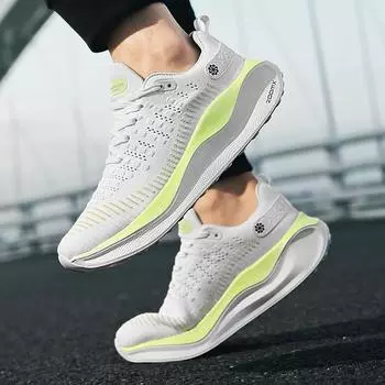 2025 Flying weaving men s trendy versatile soft-soled running shoes fashionable new sports men s shoes non-slip and rebound casual trendy shoes 39