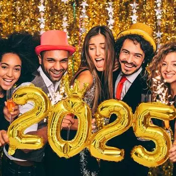 2025 Фольгированные шары с короной и цифрами С Новым годом Украшение для вечеринки Фотобудка Реквизит Товары Рождественский домашний декор Navidad красный