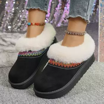 2025 foreign trade large size winter new comfortable thick-soled bag head ethnic style one-pedal snow boots cotton shoes women 36