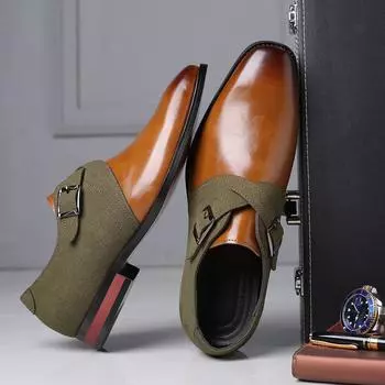 2025 foreign trade personalized catwalk trend color matching foot leather shoes men s casual fashion 47 large size 48 men s shoes 38 зелёный