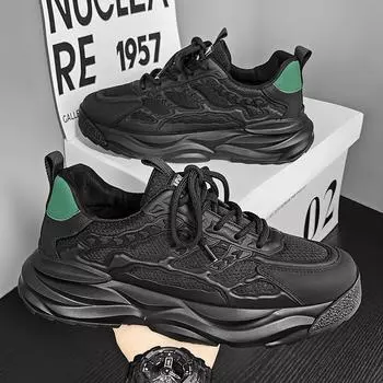2025 four-season fly-woven breathable thick-soled heightening dad shoes, youth tide with tooling, sports and leisure running shoes tide 39 белый