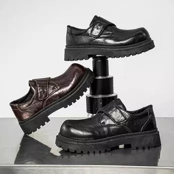 2025 Four Seasons Casual Men s Japanese Live Small Leather Shoes Fashion Retro Martin Boots Buckle Big Head Outdoor Shoes Men 39 чёрный