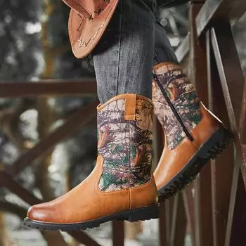 2025 Four Seasons Guochao Camouflage Martin High Top Large Size Court Style Retro Tooling Locomotive Boots Foreign Trade Men s Shoes 38 чёрный